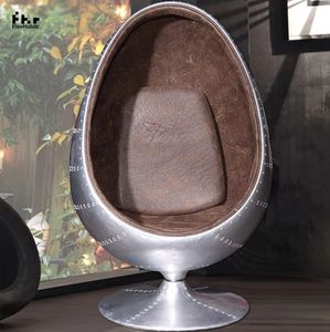 Silla Industrial Vintage Tipo Huevo, Silla de Aluminio Estilo Piloto Spitfire, Silla Moderna de Fibra de Vidrio, Tela y Cuero para Uso en Exteriores y Centros Comerciales - Product Image 3