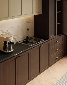 Customizable Modular Kitchen Cabinets Glass Resin Soft-Close Hardware Multi-Functional Storage Modern Kitchen Design Custom - Product Image 3