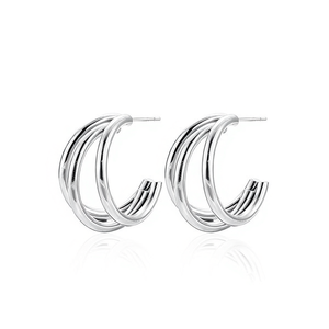 Amy Amy Fashion <b>Hoop</b> Earrings <b>Silver</b> Plated Geometric Women's Jewelry PE2083 - Product Image 3