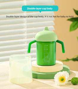 280ml/350ml de qualité alimentaire PP matériel Anti-étouffement infantile bébé enfants enfants bouteille d'eau tasse Double poignée Silicone Sippy tasses - Product Image 4