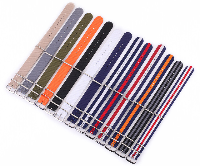 OEM/ODM One Piece Multi Color High Quality Nylon Striped Watch Strap 14mm 16mm 18mm 20mm 22mm Wristband Nylon Watch Band