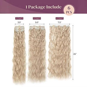 Extensions de cheveux de luxe, ensemble de 6 pièces, 60 cm, densité 180 %, résistantes à la chaleur, cheveux raides à haute température pour femmes - Product Image 3