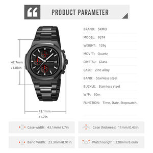 Reloj de Pulsera Deportivo de Acero SKMEl 9374 para Hombre, Resistente al Agua, con Diseño Nuevo, Cronógrafo de Tres Ojos - Product Image 5