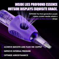Aiguille intégrée pour tatouage Tuffking TNC-026, revêtement violet, creuse, incurvée, Magnum, ligne ronde, coupe, brume, arc, aiguille 6,2x1,7cm 7g