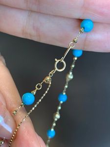 Collier en or jaune 18 carats Xinfly avec turquoise naturelle américaine, chaîne de bijoux fins, vente en gros, idée cadeau parfaite - Product Image 5