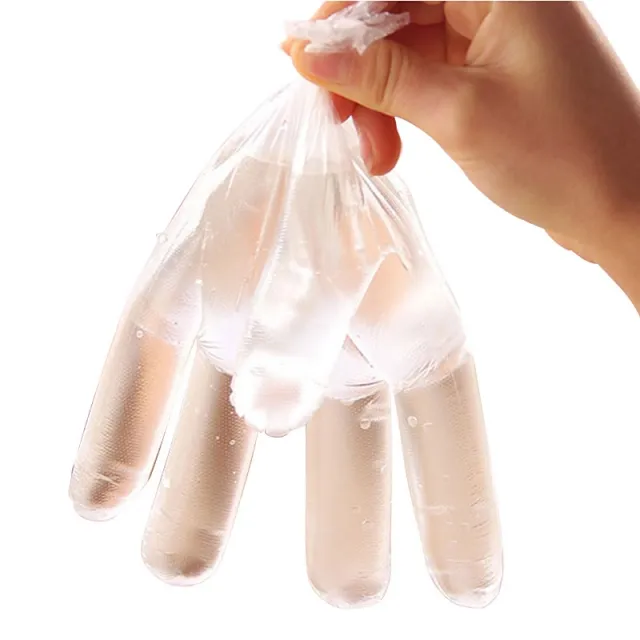 Thickened disposable gloves Food catering crayfish transparent plastic PE film gloves female household 10,000