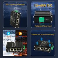 Commutateur PoE+ industriel 4 ports avec liaison montante SFP, budget 120W, entrée 12-48VDC avec amplificateur de tension, pour systèmes solaires/à large plage de tension