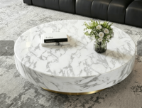 Table basse en marbre blanc, sur mesure, sculptée, rainurée, en pierre artificielle, style antique, moderne, luxueuse, écologique, personnalisable pour hôtel