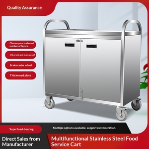 Carrito de <span class=keywords><strong>Comida</strong></span> Móvil de Acero Inoxidable de Tres Niveles con Puerta Cerrada para Hoteles, Residencias de Ancianos, Centros de Confinamiento y Entrega de Alimentos - Product Image 2