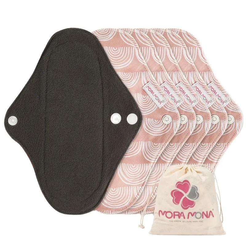 Mora Mona Milieuvriendelijk Herbruikbaar Wasbaar Doek Menstruatiepads Bamboe Houtskool Maandverband Groothandel Menstruatie Slipje Pad