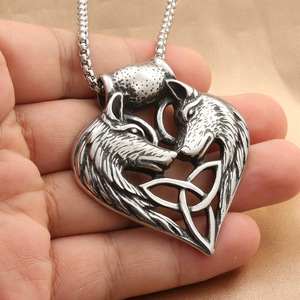 Pendentif Cœur de loup en acier inoxydable, pendentifs à thème rétro, cadeau pour homme, bijoux - Product Image 3
