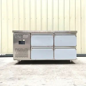 4 tiroirs sous table de travail Réfrigérateur en acier inoxydable 1.5m exigence de restaurant