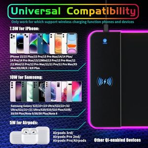 RGB Chuột chơi game pad không dây sạc lớn LED Chuột <span class=keywords><strong>Mat</strong></span> với 14 chế độ chiếu sáng XXL chuột Pad Ergonomic máy tính bàn-Pad - Product Image 3