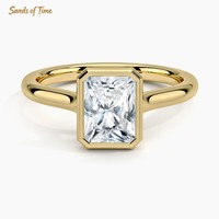 Bague en Moissanite Taille Émeraude Carat Couleur D VVS pour Femme, en Argent Sterling 925 Plaqué Or, Sertissage Griffe, Design Personnalisé Tendance, Fabrication Usine