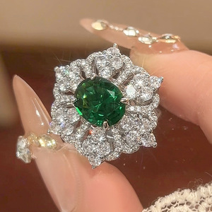 Glass Elegant Green Gemstone <b>Rings</b>-High-End Versatile Wholesale for Women - Product Image 3