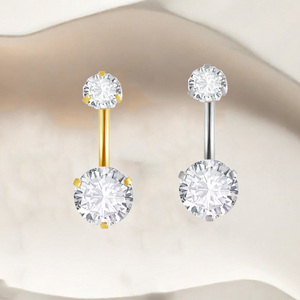 Getto ASTM-F136 in titanio per bambini ombelico anello ombelico con zircone placcato <span class=keywords><strong>argento</strong></span> interno filo elica corpo Piercing - Product Image 3