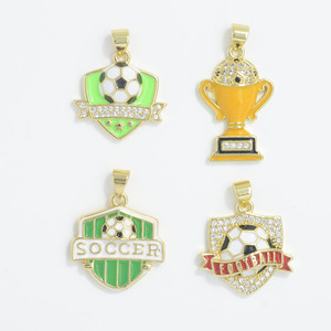 Colgante Copa <span class=keywords><strong>de</strong></span> Campeones <span class=keywords><strong>de</strong></span> Fútbol, Copa <span class=keywords><strong>de</strong></span> <span class=keywords><strong>la</strong></span> Victoria, Esmaltado, Bañado en Cobre, Oro <span class=keywords><strong>de</strong></span> 18K, Joyería para Niños y Niñas, Accesorios para Hacer Colgantes - Product Image 1