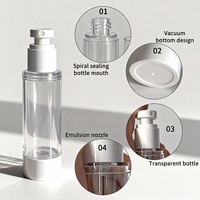 Emballage personnalisé pour produits de soin de la peau, flacon pompe sans air transparent pour sérum, lotion, crème