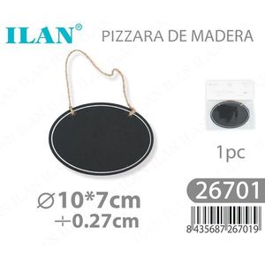 Lavagna in Legno Ilan 10x7 Cm con Corda per Appendere, Decorazione - Product Image 1