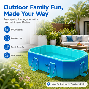 Piscina, Piscina Plegable No Inflable para Exteriores, Piscina Reforzada <span class=keywords><strong>con</strong></span> Tobogán, Piscina Familiar Grande Inflable - Product Image 5
