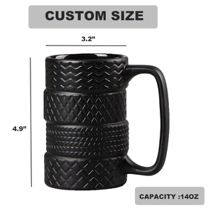 Wholesale Cool 430ml Black Custom Ceramic Tire 3D Tyre Coffee <strong>Mug</strong> for <strong>Man</strong> Father's Day Gift Auto Companies Promotion - Product Image 2