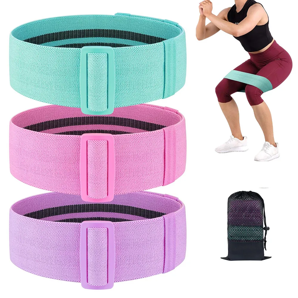 Factory Wholesale Resistance Loops Hip Booty Bands, Non Slip Fabric Adjustable Resistance Bands