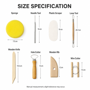 Ensemble <span class=keywords><strong>de</strong></span> 8 outils <span class=keywords><strong>de</strong></span> poterie pour la sculpture <span class=keywords><strong>de</strong></span> l'argile et le modelage céramique, manche en bois, acier inoxydable, pour le façonnage et le détail, vente en gros - Product Image 4