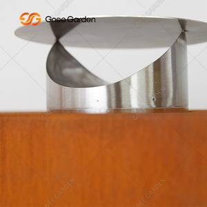 Brasero Moderno para Exteriores de Acero Corten con Diseño Realista de Madera Envejecida para Villas - Product Image 3