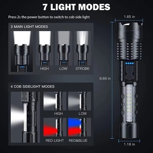 XH-P50 Led mạnh mẽ có thể sạc lại đèn pin gói 2 đa chức năng Ngoài Trời Màu Đỏ màu xanh bên Đèn Hợp kim nhôm USB Kính thiên văn zoom - Product Image 5