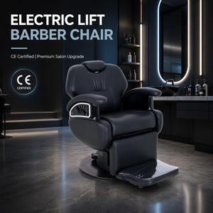 Fauteuil de Barbier Électrique Robuste pour Hommes avec Lampe d'<span class=keywords><strong>Ambiance</strong></span>, Chaise Pivotante en Cuir Synthétique pour Salon de <span class=keywords><strong>Coiffure</strong></span> - Product Image 1