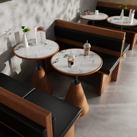 Mobilier de restaurant moderne en bois pour café et hôtel : Ensemble de banquettes, chaises et tables pour salle à manger
