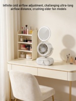 Mini ventilateur de bureau rechargeable avec miroir de maquillage LED, ventilateur silencieux et compact pour salle de bain, toilettes, usage domestique et multi-scènes