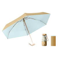 6 Abschnitt Faltbarer Mini-UV-Regenschirm mit Etui Benutzer definierter Logo-Druck 14,5 cm Tasche UPF50 Sonnenschutz 2022 neu