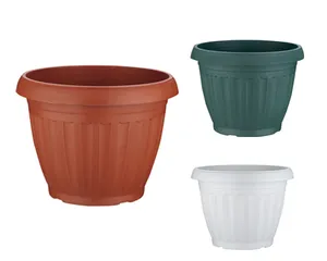 Set di 2 vasi per piante da interno contenitore per fiori da giardino rotondo in plastica scanalata leggera e durevole