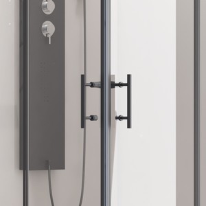 Kamalu Modello KF1000B 110x90cm Box Doccia Senza Telaio Nero Opaco Design Moderno con Telaio in Acciaio Inox Porta Scorrevole Apribile - Product Image 5