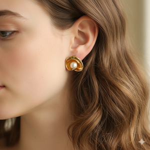Boucles <span class=keywords><strong>d</strong></span>'oreilles é<span class=keywords><strong>l</strong></span>égantes en acier inoxydable plaqué <span class=keywords><strong>or</strong></span> PVD résistant à la <span class=keywords><strong>d</strong></span>écoloration, avec perle en forme de goutte <span class=keywords><strong>d</strong></span>'eau, bijoux é<span class=keywords><strong>l</strong></span>égants pour femmes - Product Image 1