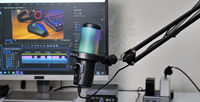 En stock CMTECK XM560T Ensemble de microphone USB Type-C pour ordinateur, micro à condensateur avec bras, suppression du bruit, éclairage RGB, pour jeux sur PC