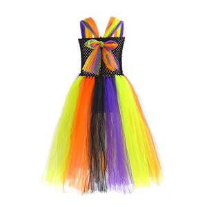 Vestido de Halloween para niña, vestido de <span class=keywords><strong>bruja</strong></span> pequeña, Vestido largo de fiesta de tres piezas con sombrero, escoba, disfraces de Cosplay - Product Image 4