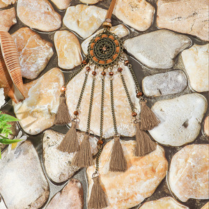 Tassel Necklace Leather <b>Thread</b> Hand Made Long Pendant Boho Ethnic Women's Fashion <b>Beaded</b> Necklace - Product Image 3