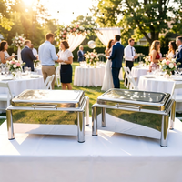 Luxuriöses Chafing Dish Set aus Silber mit Glasfenster für Restaurants, Buffets und Hotels – Speisenwärmer für Catering