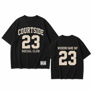 T-shirt graphique de basketball pour femmes Courtside Social Club, coupe oversize, manches courtes, pour le jour du match, vente en gros - Product Image 4