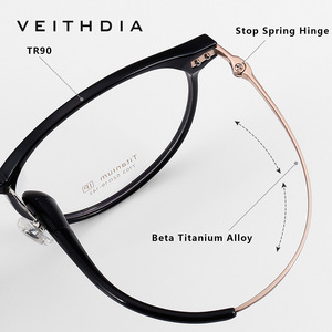 Veithdia Round Pure Titanium Optical Eyeglasses <b>Frame</b> Unisex Full-<b>Frame</b> Lightweight Blue Light Protection 7103 - Product Image 3