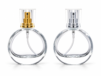 Flacon de parfum rond en verre transparent de 30 ml et 50 ml, flacon atomiseur de parfum vide de luxe avec pompe pulvérisatrice dorée ou argentée, emballage cosmétique