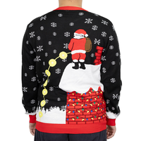 Suéter de punto jacquard acrílico con logo LED personalizado, divertido y original, con diseño de Papá Noel y copo de nieve, para hombre, ideal para Navidad y festividades.