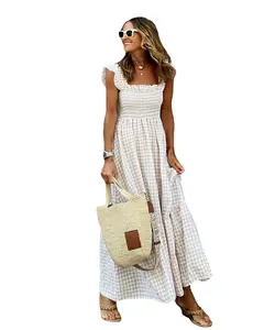 Оптовая продажа, летнее темпераментное Длинное Элегантное удобное свободное женское платье-комбинация, одежда в наличии