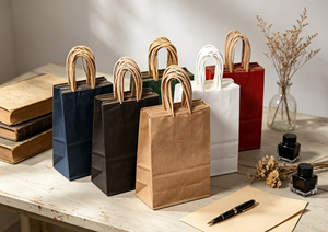 Multi-color Eco-Friendly High-End Kraft Paper Shopping Bags Thick Kraft Paper Matching Paper Rope Handles Four-Color Printing - Product Image 3