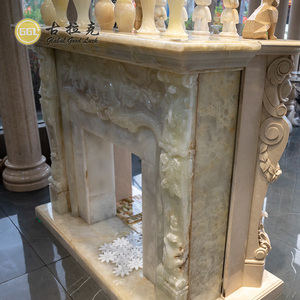 Chimenea francesa <span class=keywords><strong>de</strong></span> mármol envolvente con piedra <span class=keywords><strong>de</strong></span> ónix blanca moderna, repisa prefabricada para uso en sala <span class=keywords><strong>de</strong></span> estar interior, venta directa <span class=keywords><strong>de</strong></span> fabricación - Product Image 2