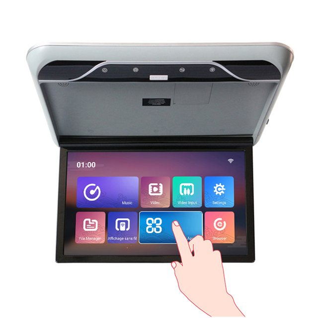 19 Inch Android Digital IPS Touch Screen Flip Down Car LCD Roof Mounted Monitor Overhead Multimedia Video Ceiling Mount Display