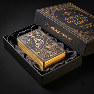Cartas del Tarot Oculto con Borde Dorado, Impresión <span class=keywords><strong>de</strong></span> Primera Calidad, Lámina Negra Mate, Fabricación <span class=keywords><strong>de</strong></span> Mazos <span class=keywords><strong>de</strong></span> Oráculos, Marca Espiritual Personalizada OEM - Product Image 1