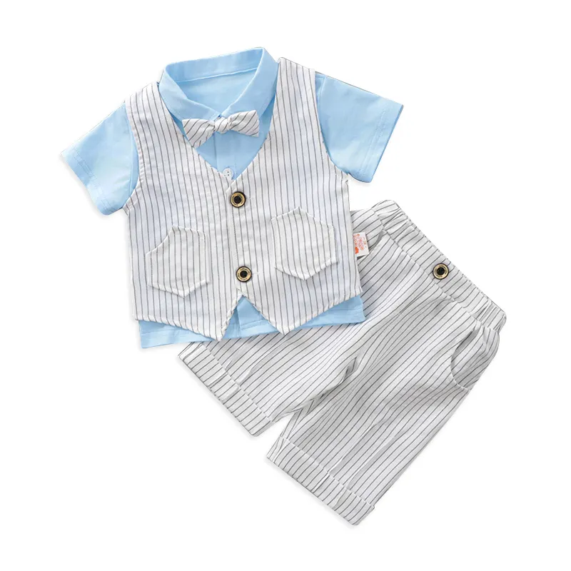 2024 New Style Kid Gentleman Short Sleeve Suit Summer Clothes Set Children Clothing For Boys